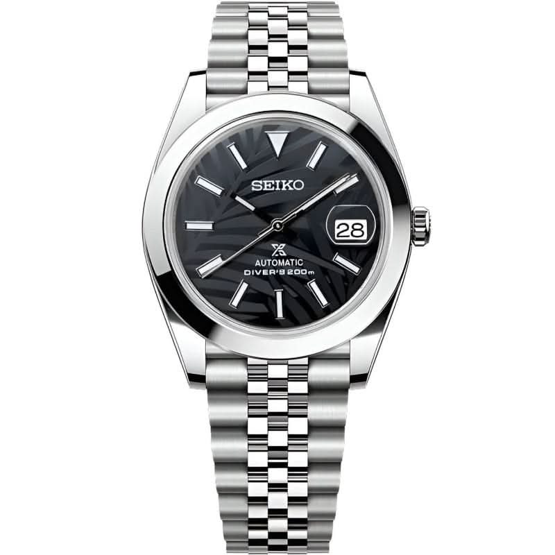 Datejust Mod - Palm Leaf Smooth Black