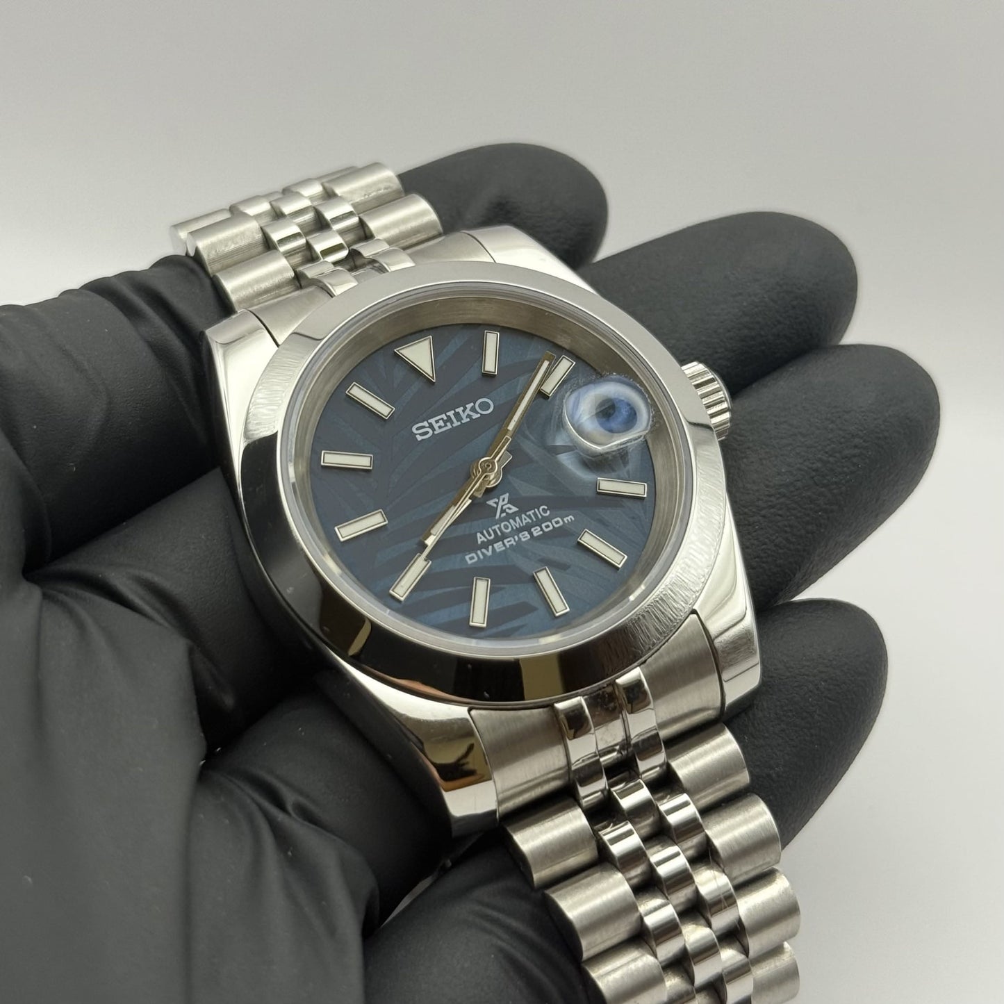 Datejust Mod - Palm Leaf Smooth Blue