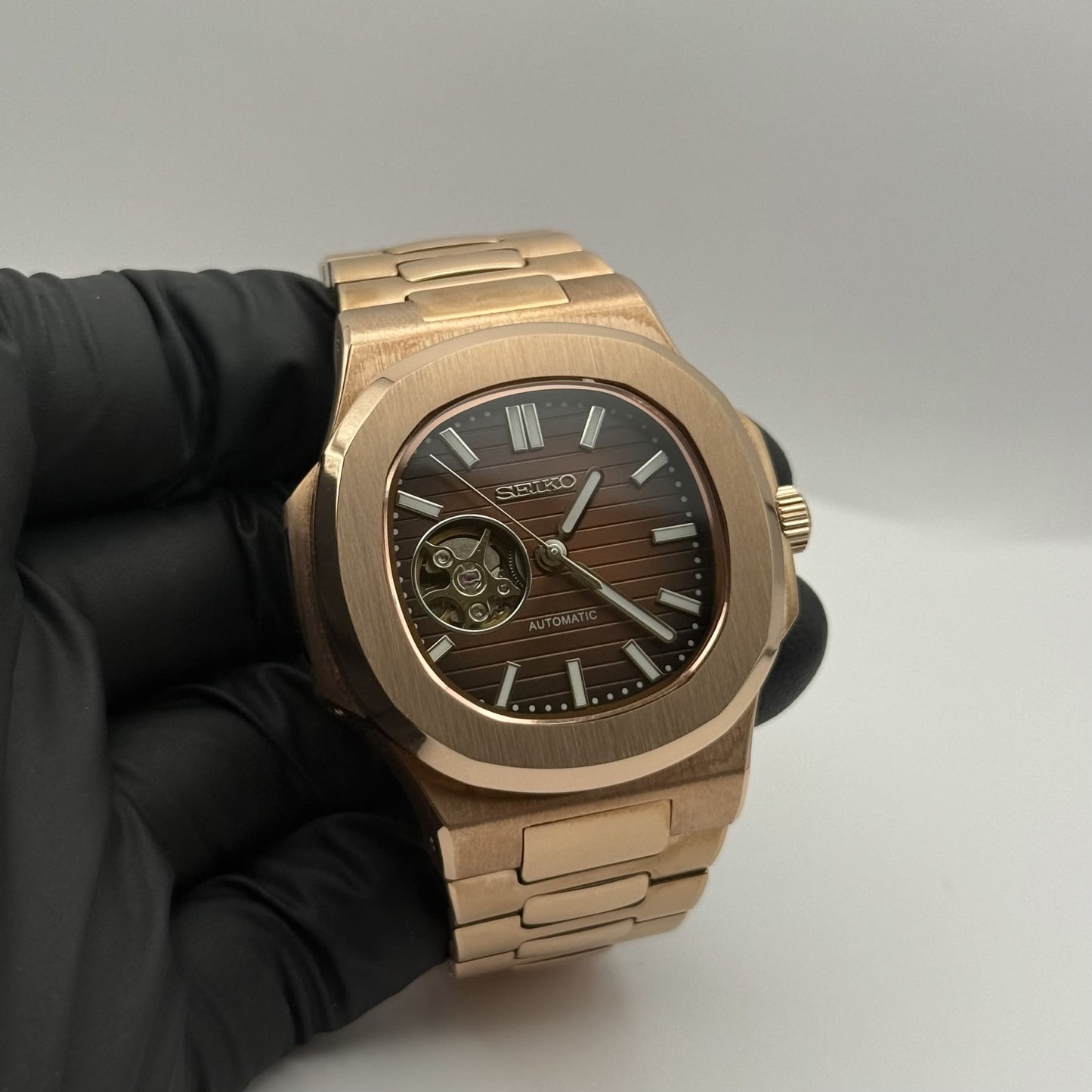 Nautilus Rose Gold Open Heart Mod - Chocolate